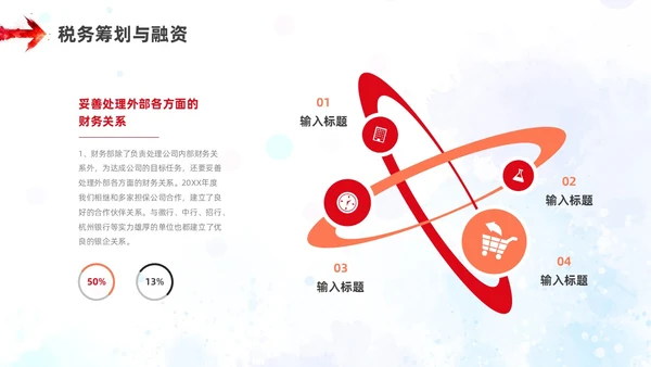 红色橙色水彩风财务年终工作总结ppt模板年终总结