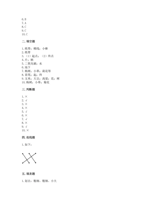 教科版一年级上册科学期末测试卷（名师系列）.docx