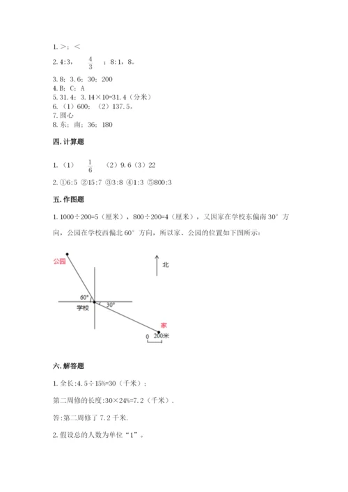 人教版六年级上册数学期末测试卷带答案（黄金题型）.docx