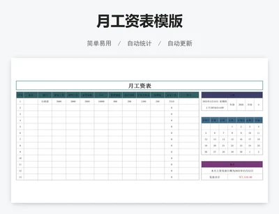 月工资表模版