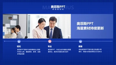 蓝色商务风总分关系3项PPT图文页