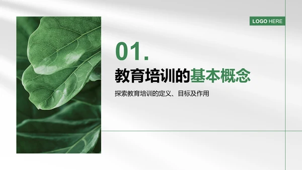 绿色商务风教育培训知识科普PPT模板