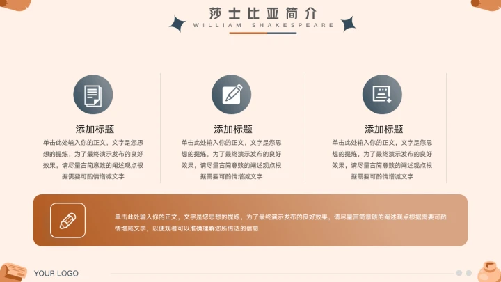 大气莎士比亚人物介绍宣传PPT