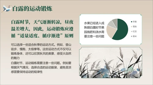 褐绿色中国风白露节气学校主题班会PPT模板
