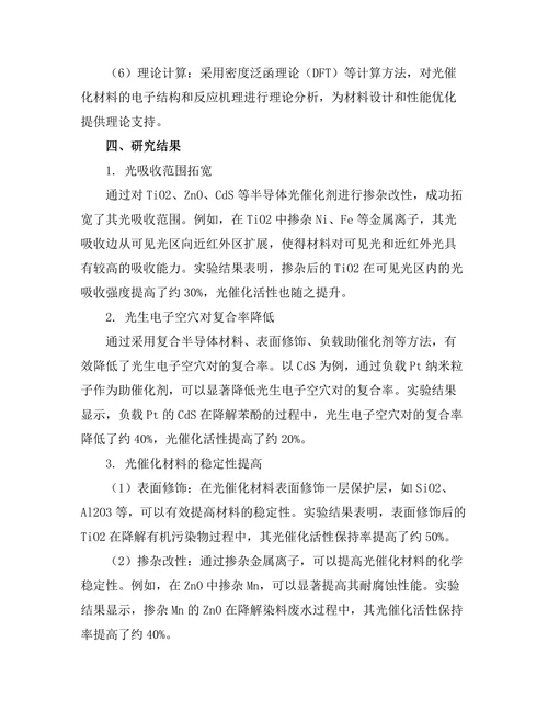 光催化材料的性能优化及其环境应用
