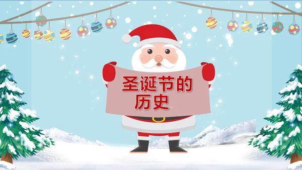 卡通风西方圣诞节习俗介绍PPT课件