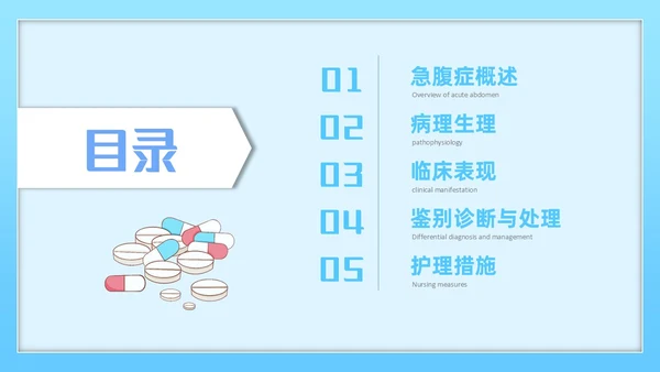 蓝色简约插画风急腹症护理医务工作者培训PPT课件