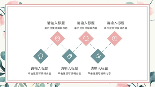 粉色花卉小清新文艺PPT模板