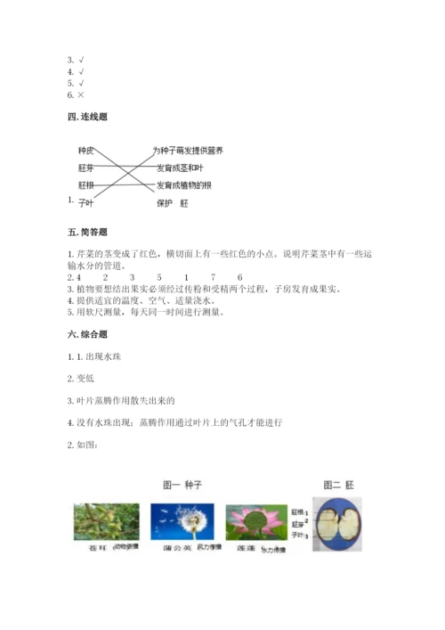 科学四年级下册第一单元植物的生长变化测试卷及参考答案（满分必刷）.docx