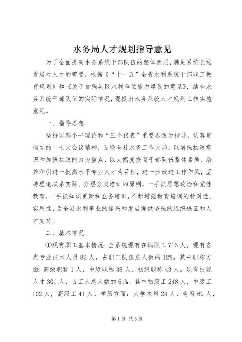 水务局人才规划指导意见.docx