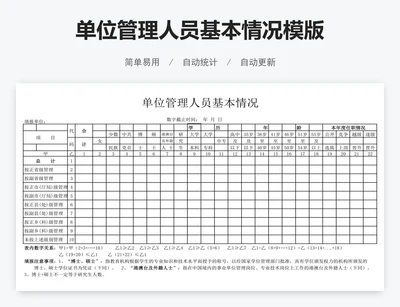单位管理人员基本情况模版