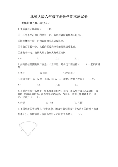 北师大版六年级下册数学期末测试卷（巩固）.docx