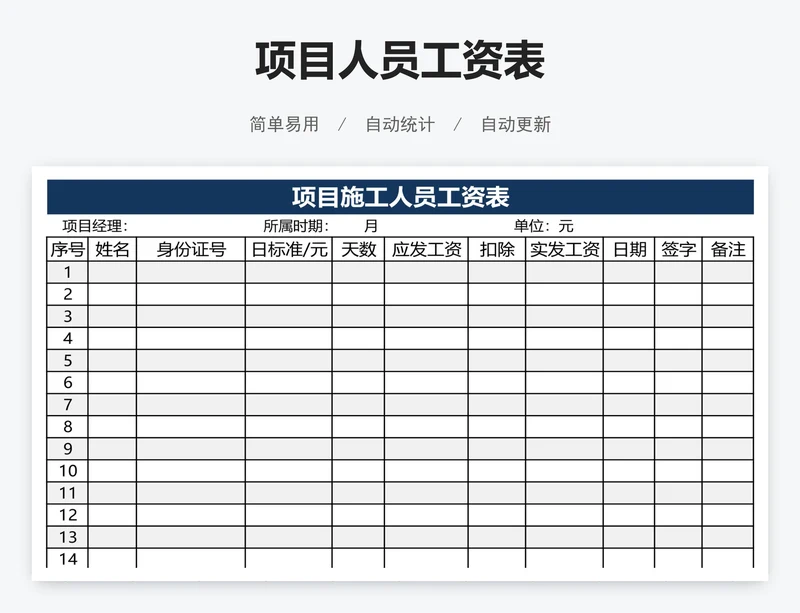 项目人员工资表