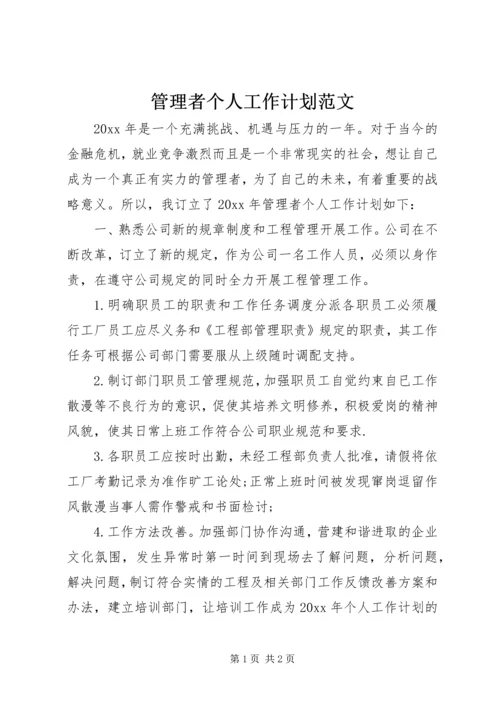 管理者个人工作计划范文.docx