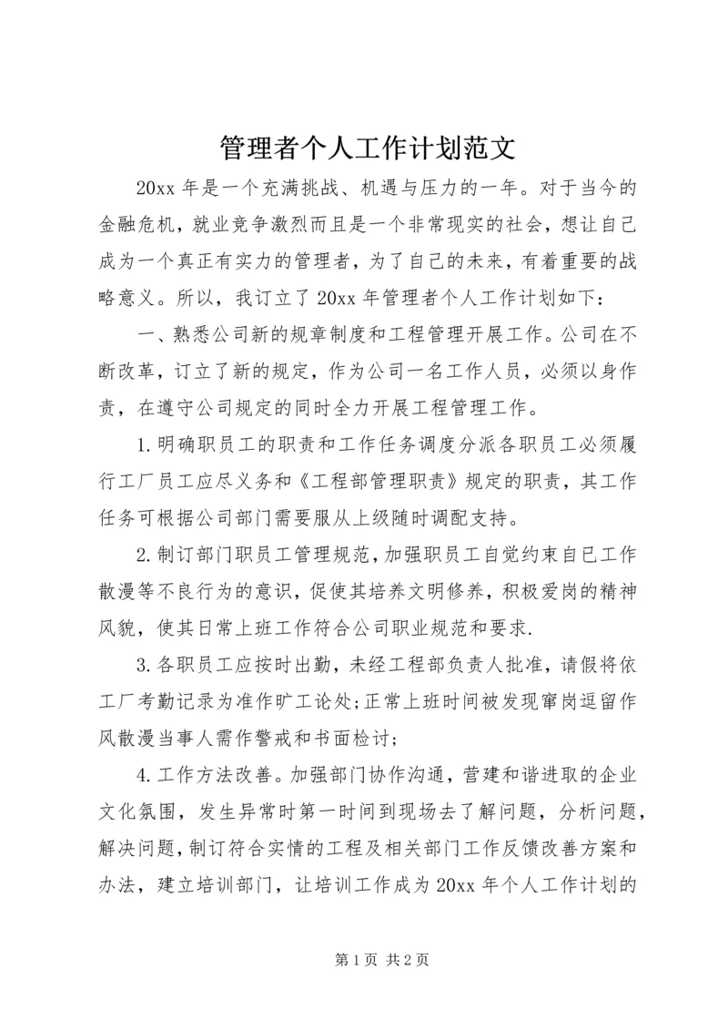 管理者个人工作计划范文.docx