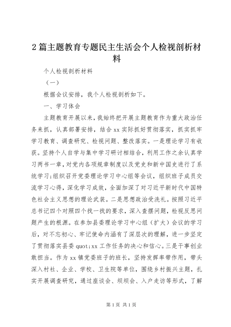 2篇主题教育专题民主生活会个人检视剖析材料.docx