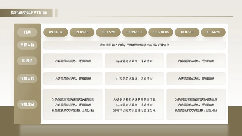 棕色商务风多项矩阵PPT单页