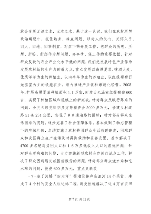 王农村思想政治建设情况汇报.docx