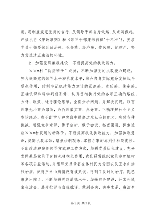 村党风廉政建设先进事迹材料.docx