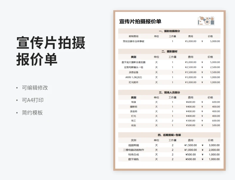 宣传片拍摄报价