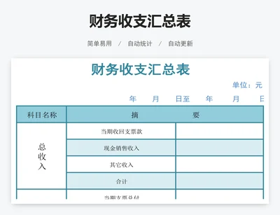 财务收支汇总表