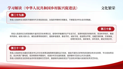 红色简约乡村振兴促进法解读学习PPT模板