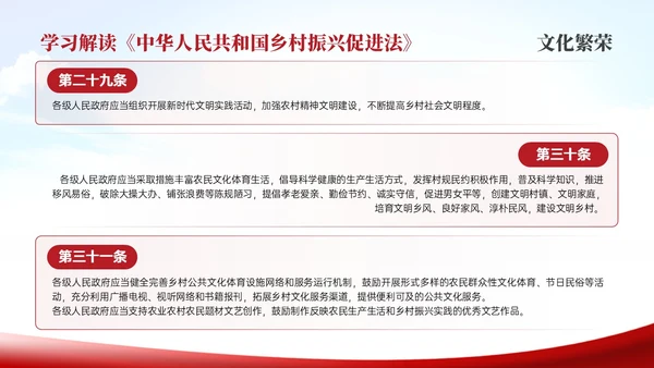 红色简约乡村振兴促进法解读学习PPT模板