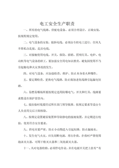 电工安全生产职责Document2页