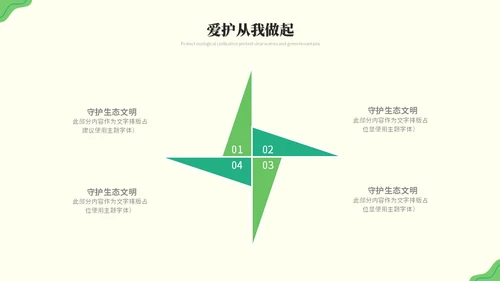 绿色清新简约生态文明节能环保低碳出行保护环境PPT模板