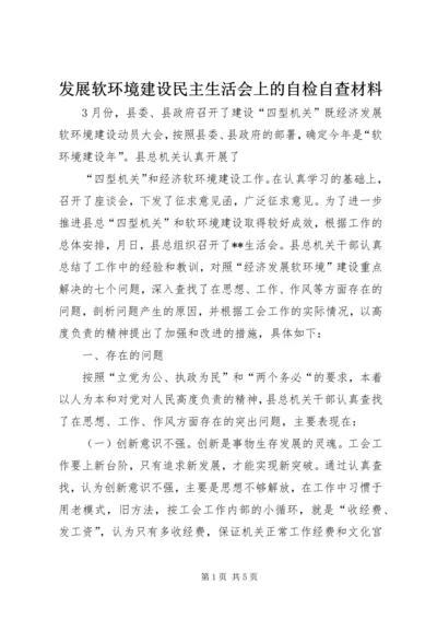 发展软环境建设民主生活会上的自检自查材料.docx