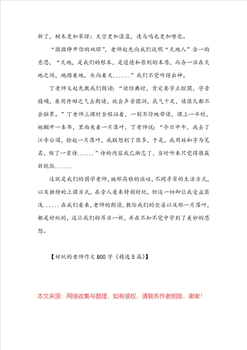 有趣的老师作文800字