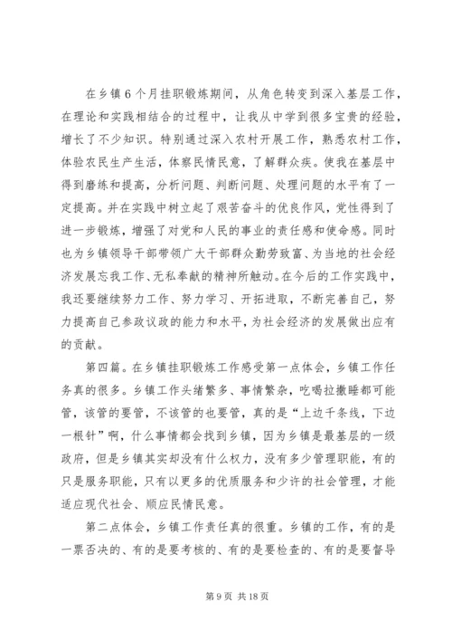 第一篇：乡镇挂职锻炼工作计划尊敬的孙部长、各位领导、同志们：.docx