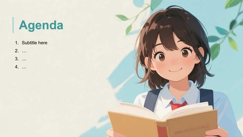 绿色手绘动漫插画风大学生班长竞选自我介绍主题模板