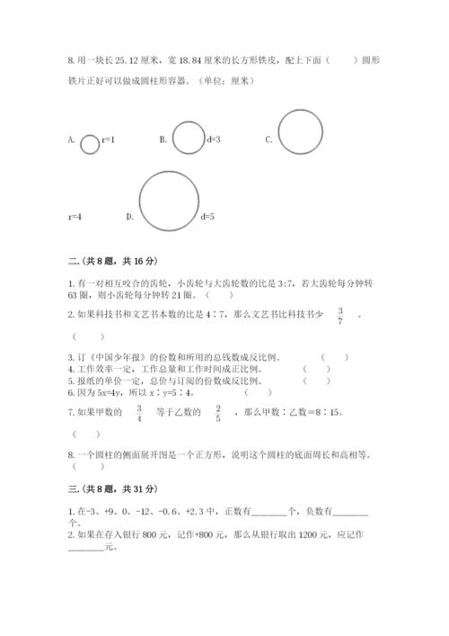 苏教版数学六年级下册试题期末模拟检测卷（实用）.docx