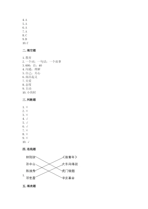 部编版五年级下册道德与法治 期末测试卷附答案（典型题）.docx