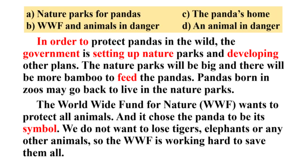 Module 6 Unit 2 The WWF is working hard to save th