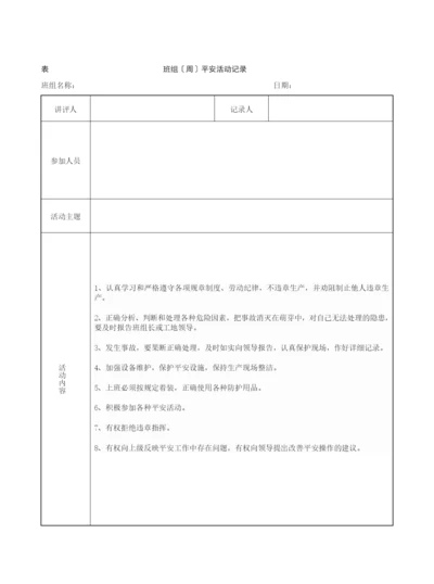 班组(周)安全活动记录(含内容).docx