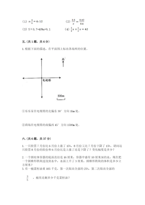 小学六年级数学摸底考试题及参考答案【综合题】.docx