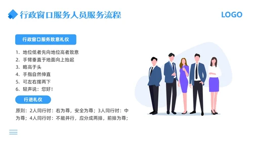 蓝色简约行政窗口服务礼仪PPT模板宣传PPT动态PPT窗口服务礼仪培训