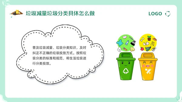 绿色卡通垃圾分类督导员培训PPT模板宣传PPT动态PPT