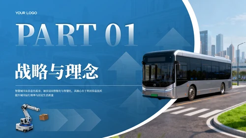 蓝色商务风智慧城市发展PPT模板