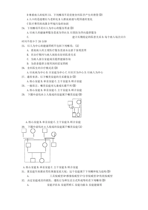 全科医学概论名词解释、习题及答案