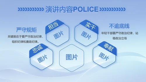蓝色大气民警简历面试自我介绍动态PPT