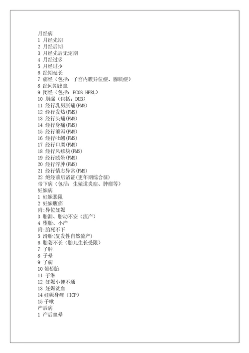 卫生高级职称考试大纲：中医妇科学专业副高级