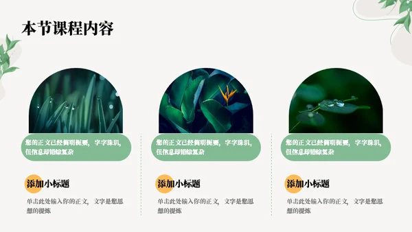 薄荷叶子清新教学通用PPT模板