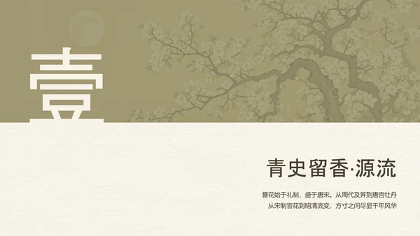 黄绿色简约中国风传统文化簪花介绍
