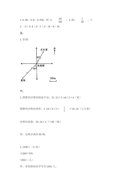 小学数学六年级下册竞赛试题及参考答案（突破训练）.docx