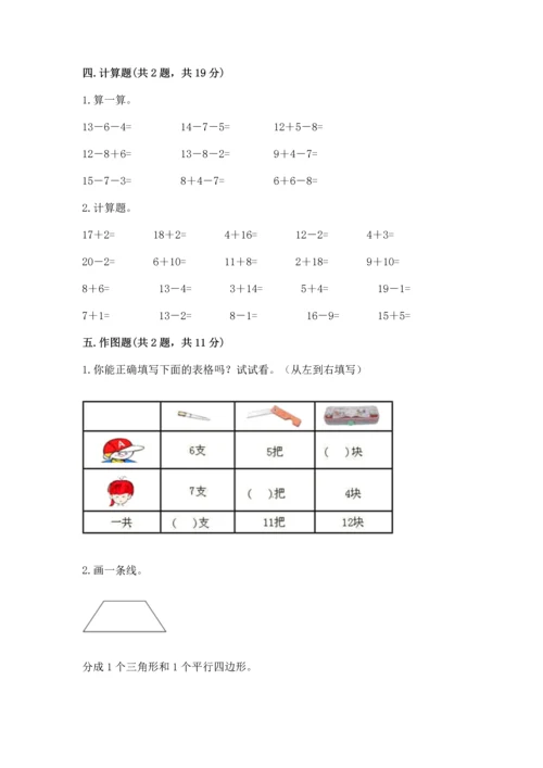 人教版一年级下册数学期中测试卷【基础题】.docx