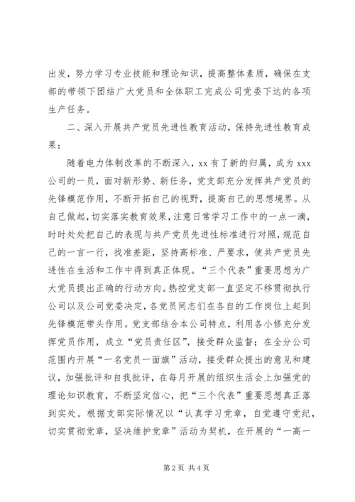 电力企业先进党支部申报材料.docx