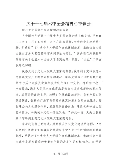 关于十七届六中全会精神心得体会.docx